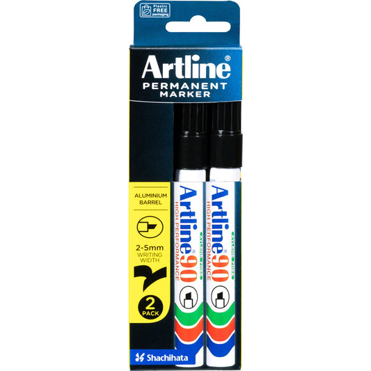 Artline Permanent Marker Black 90mm 2 Pack