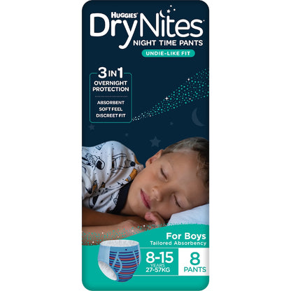 Huggies Drynites Night Pants Boy 8-15 Years (27-57kg) 8 Pack