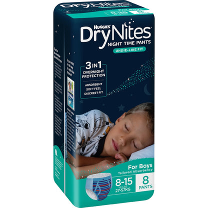 Huggies Drynites Night Pants Boy 8-15 Years (27-57kg) 8 Pack