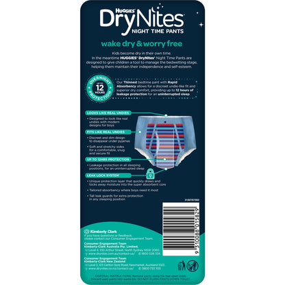 Huggies Drynites Night Time Pants For Boys 8-15 Years (27-57kg) 8 Pack