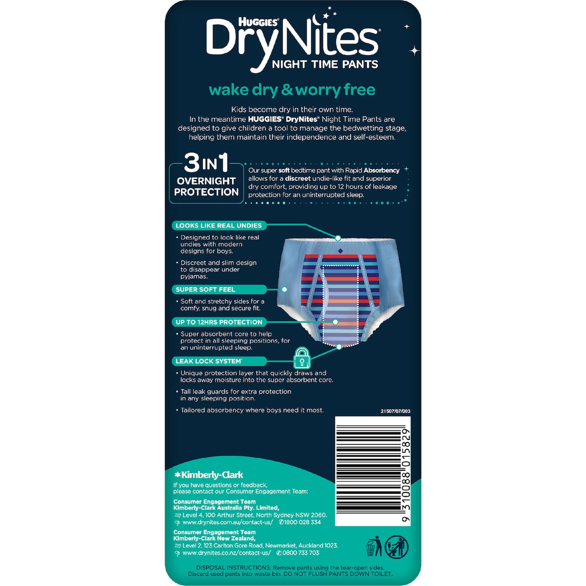 Huggies Drynites Night Pants Boy 8-15 Years (27-57kg) 8 Pack