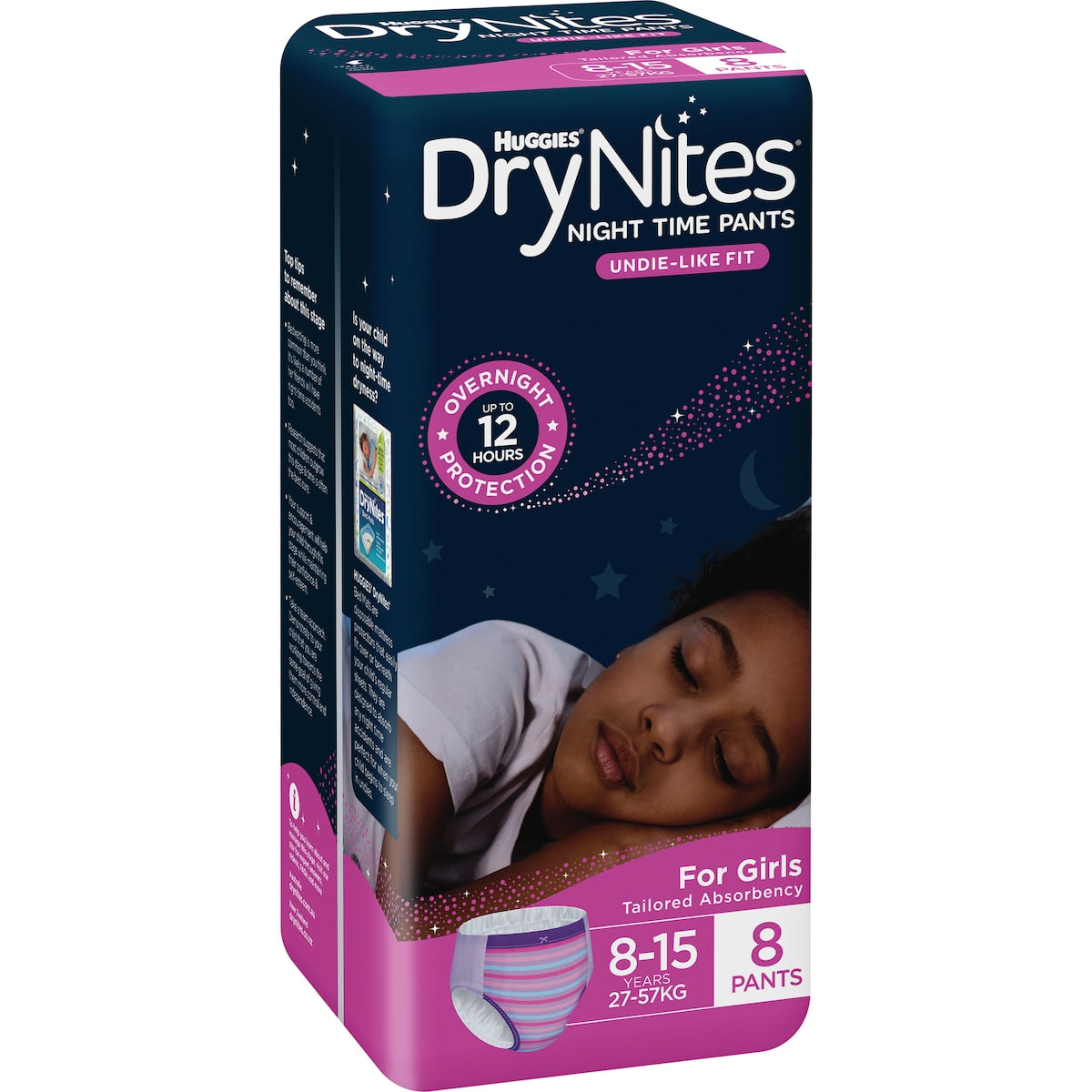 Huggies Drynites Night Time Pants For Girls 8-15 Years (27-57kg) 8 Pack