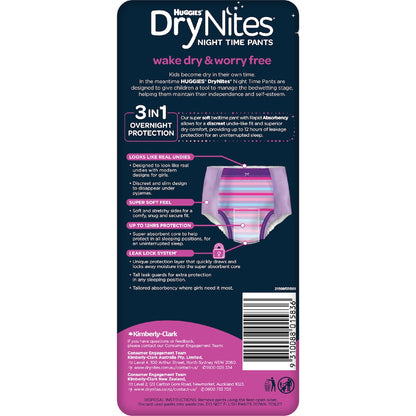 Huggies Drynites Night Pants Girl 8-15 Years (27-57kg) 8 Pack