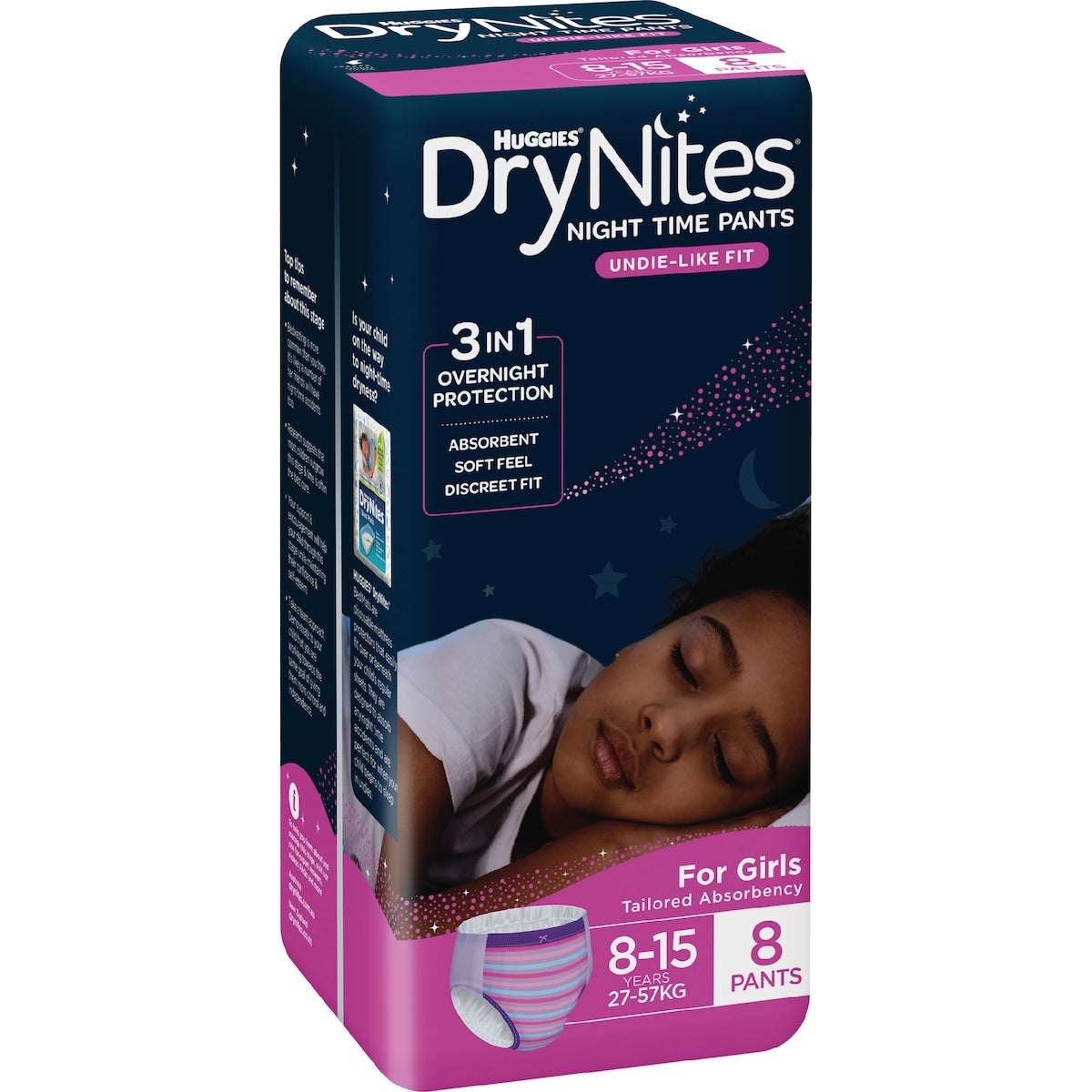 Huggies Drynites Night Pants Girl 8-15 Years (27-57kg) 8 Pack