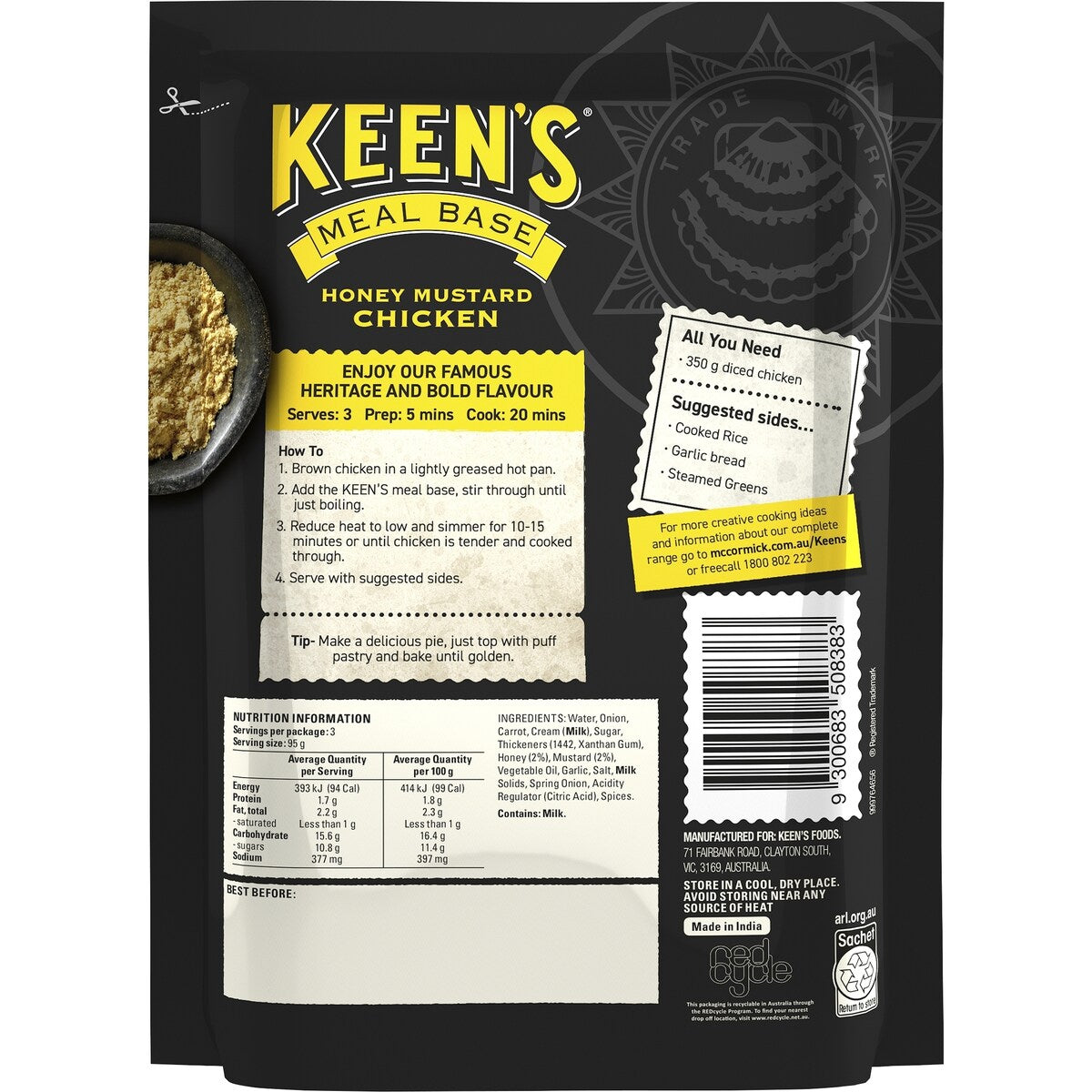 Keens Meal Base Creamy Honey Mustard Chicken 285g