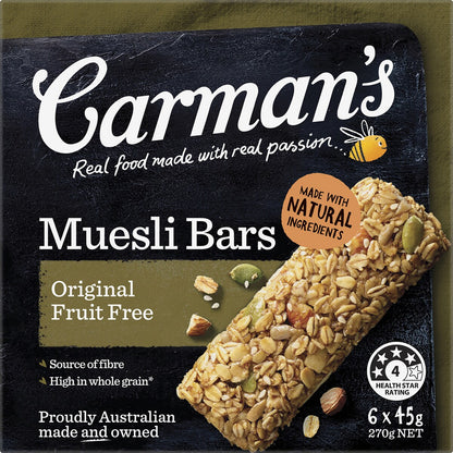 Carmans Muesli Bars Original Fruit Free 6 pack