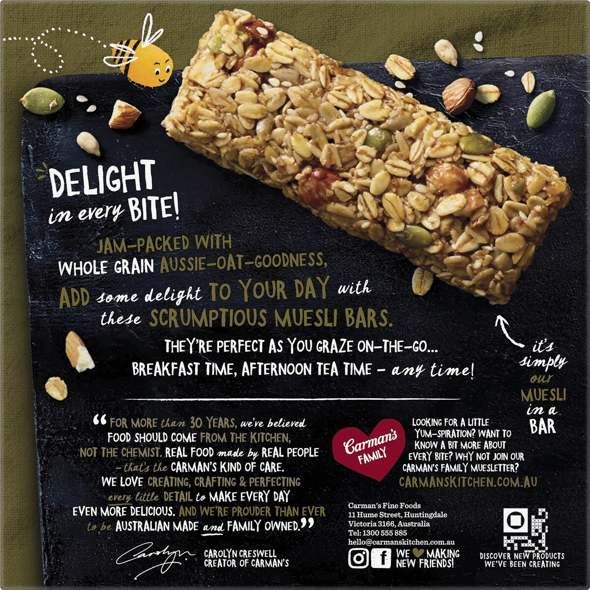 Carmans Muesli Bars Original Fruit Free 6 pack