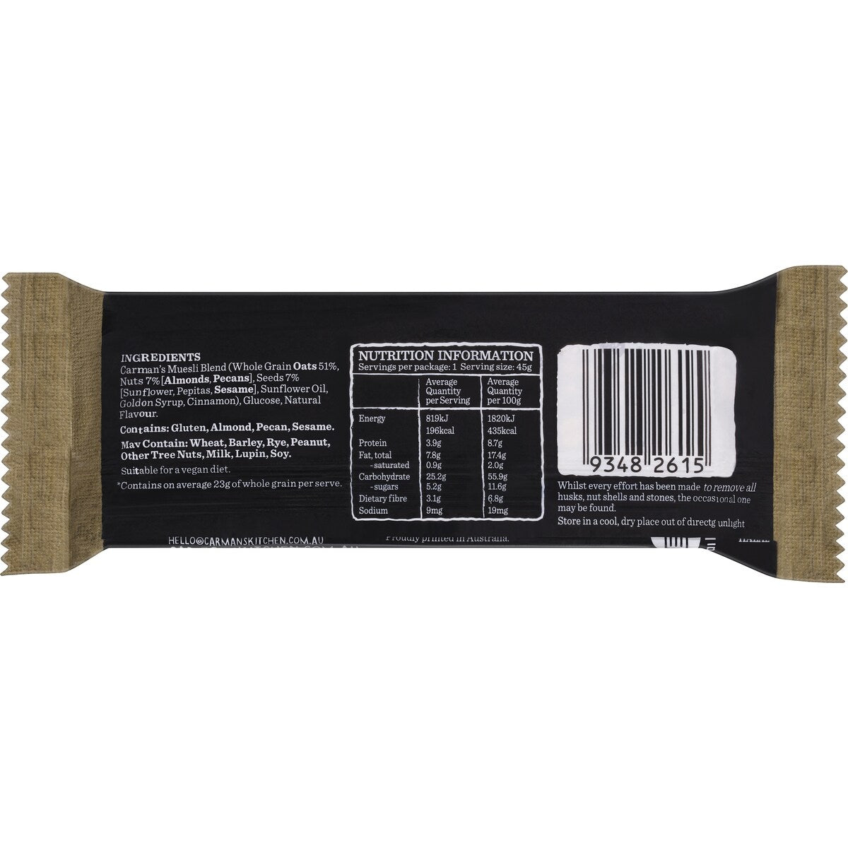 Carmans Muesli Bars Original Fruit Free 6 pack
