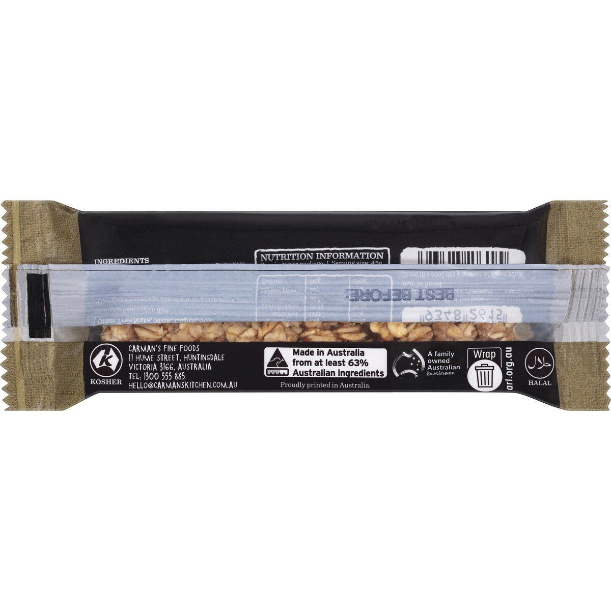 Carmans Muesli Bars Original Fruit Free 6 pack