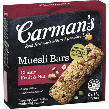 Carmans Muesli Bars Classic Fruit & Nut 6 pack