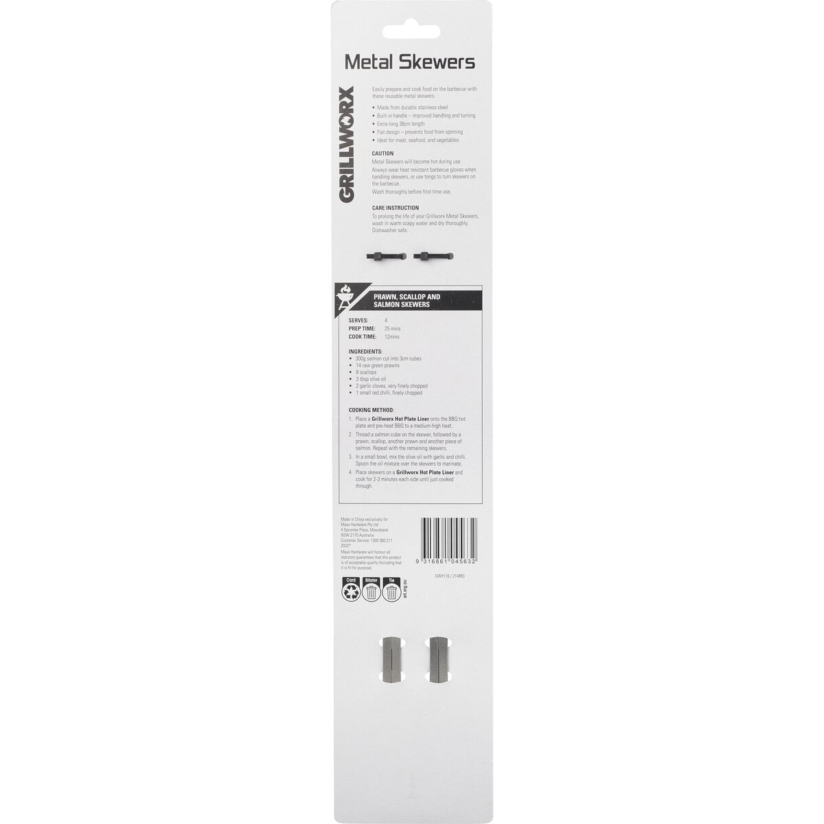 Grillworx Bbq Metal Skewers 4 Pack