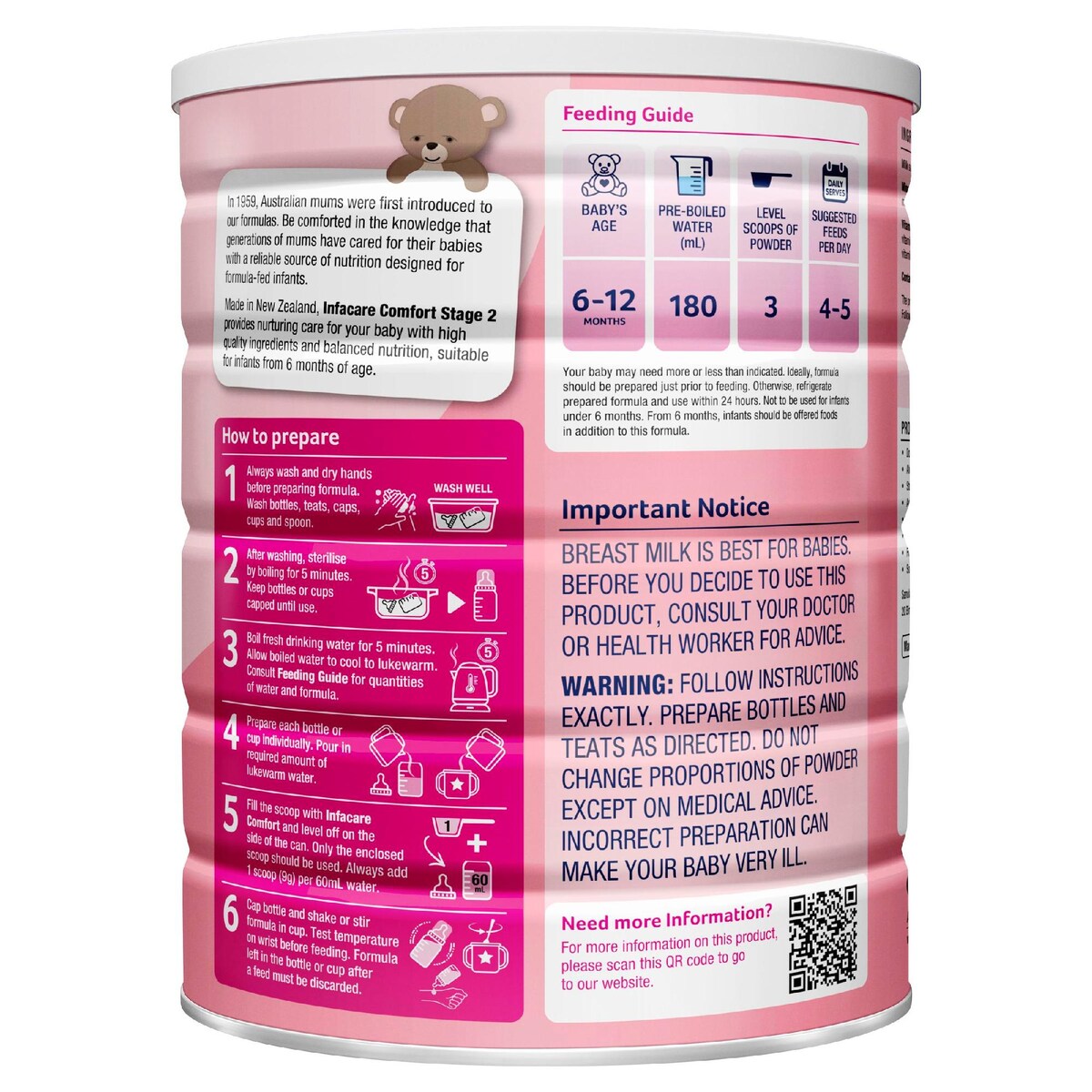 Infacare Comfort Follow-on Formula Stage 2, 6-12 Months 850g