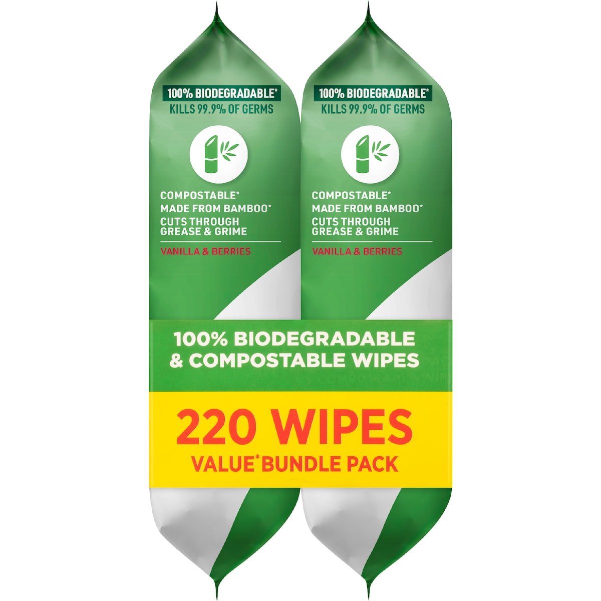 Ajax Antibacterial Disinfectant Cleaning Wipes Vanilla Berries 110 X 2 Pack