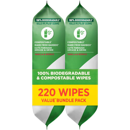 Ajax Antibacterial Disinfectant Cleaning Wipes Vanilla Berries 110 X 2 Pack