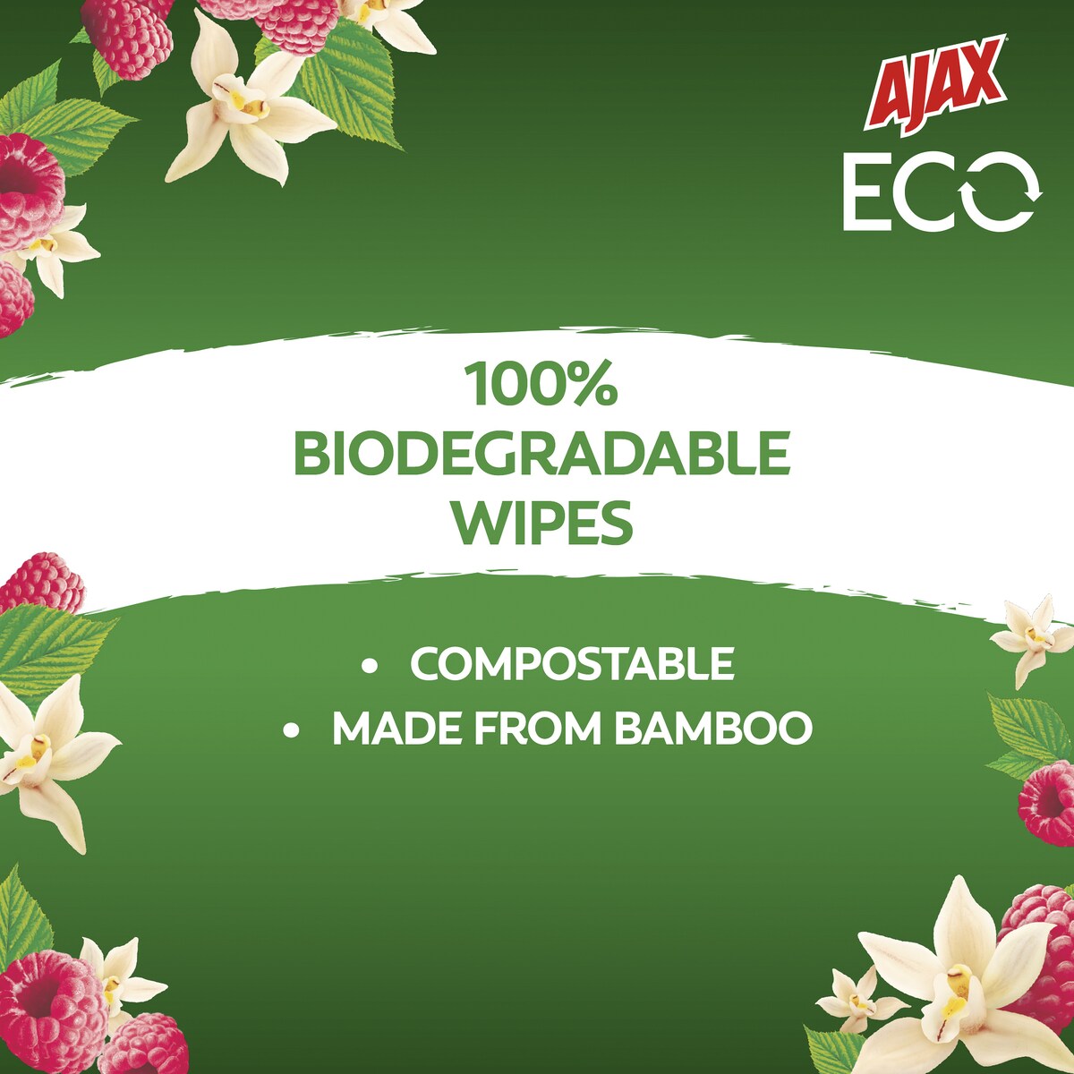 Ajax Eco Antibacterial Cleaning Wipes Vanilla & Berries 220 Pack