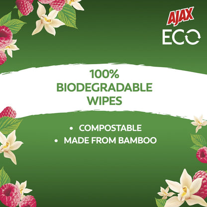 Ajax Eco Antibacterial Cleaning Wipes Vanilla & Berries 220 Pack