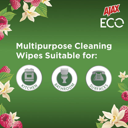 Ajax Eco Antibacterial Cleaning Wipes Vanilla & Berries 220 Pack