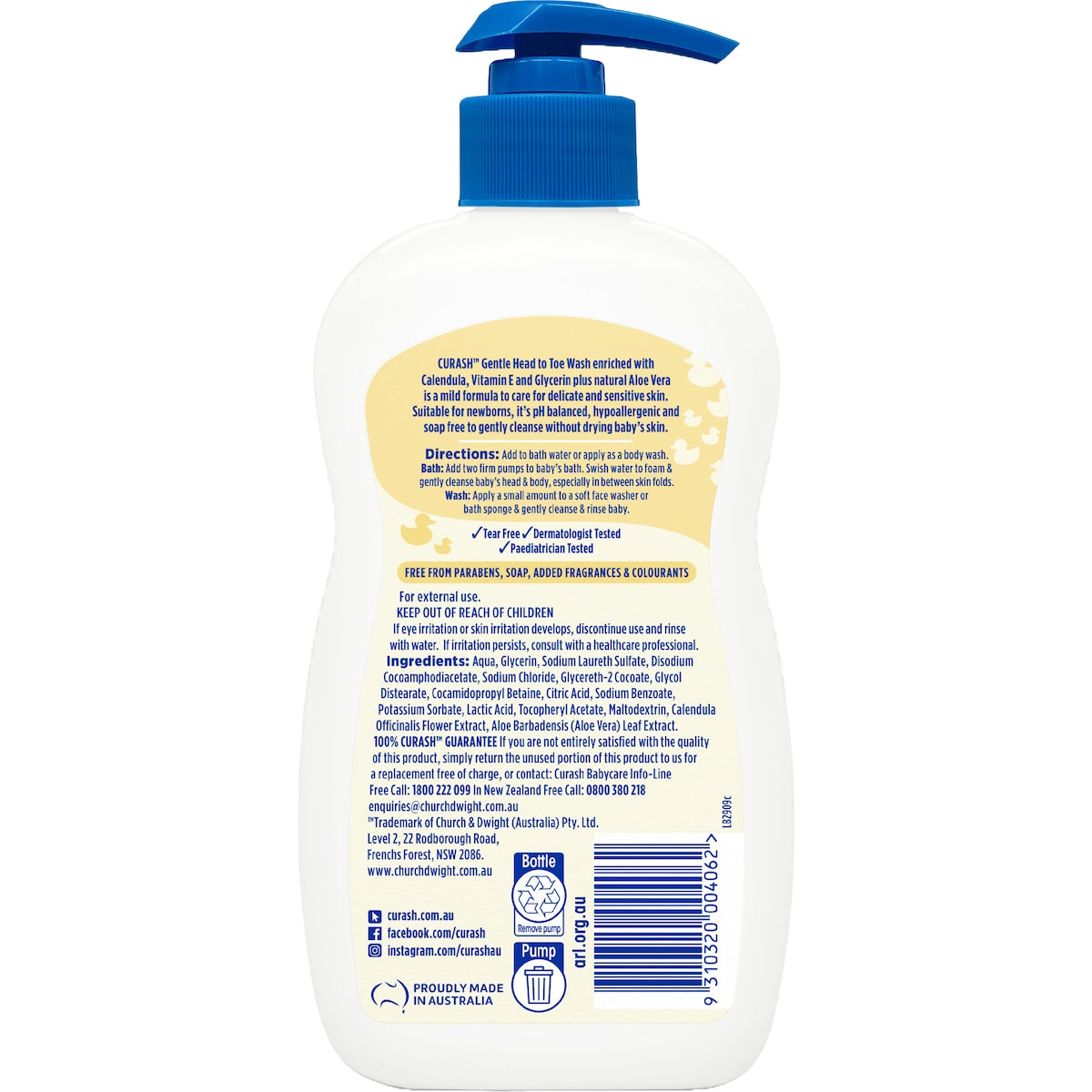 Curash Gentle Baby Head To Toe Wash 400ml