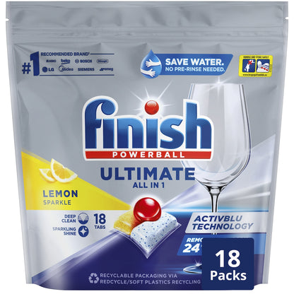 Finish Quantum Dishwashing Tablets Lemon 18 Pack