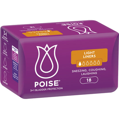 Poise Incontinence Liners Light 18 Pack