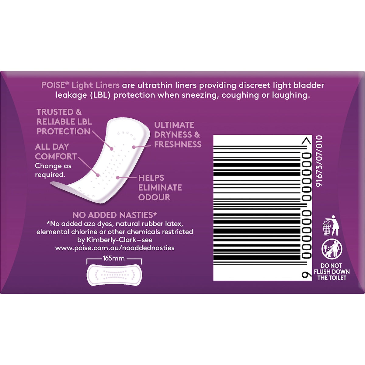 Poise Incontinence Liners Light 18 Pack