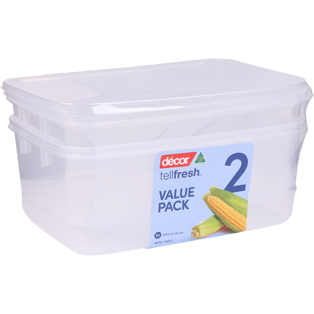 Decor Tellfresh Container Set, Oblong 3l X 2 Pack