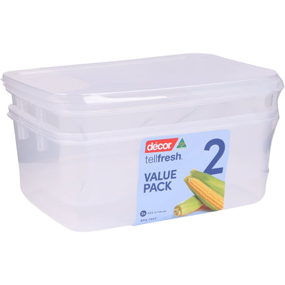 Decor Tellfresh Container Set, Oblong 3l X 2 Pack