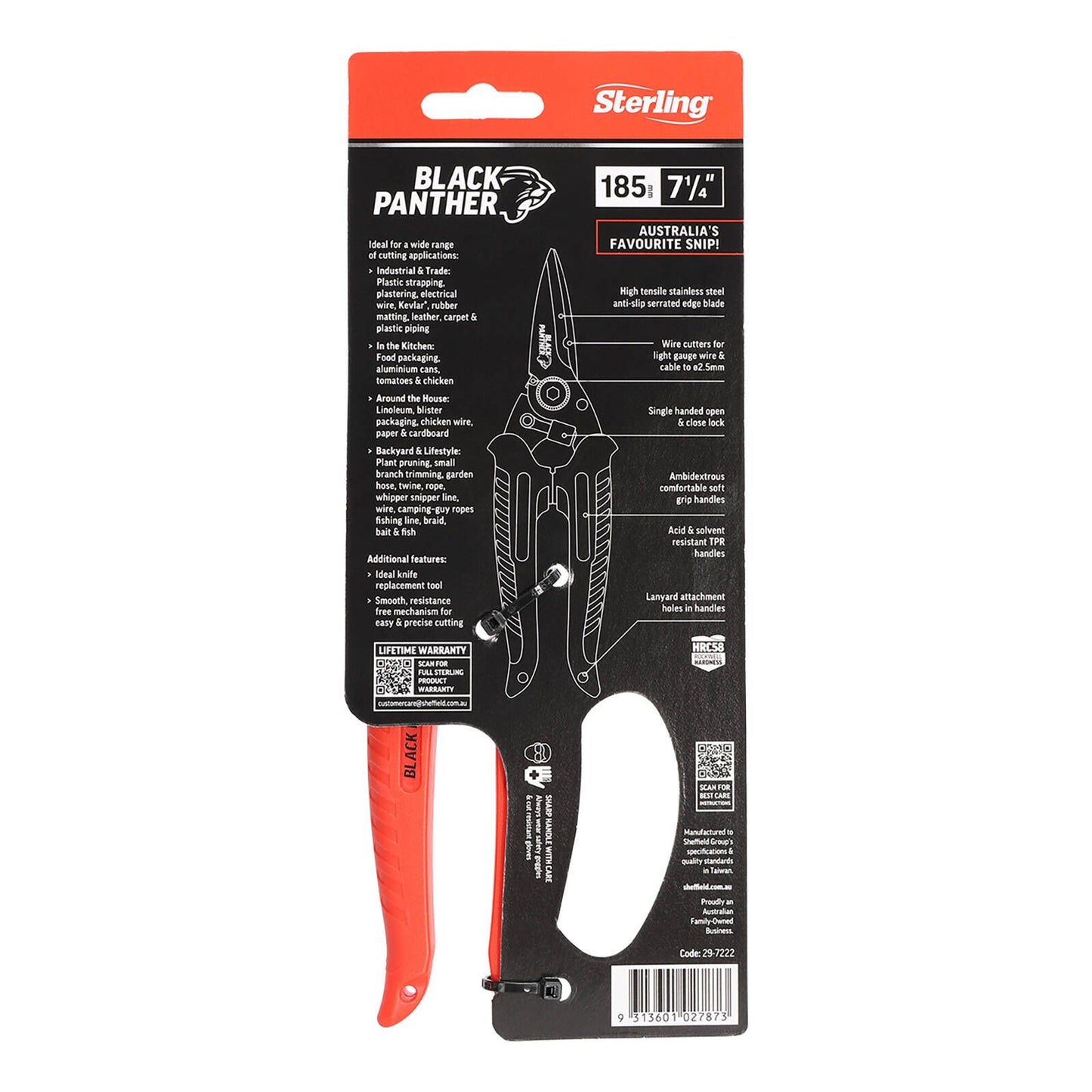 Sterling Black Panther Industrial Snips - 185mm
