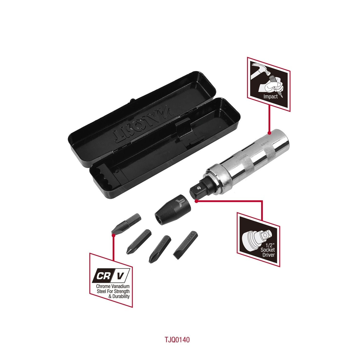 Trojan Impact Screwdriver Set - 4 Bits - 170 x 40 x 230mm