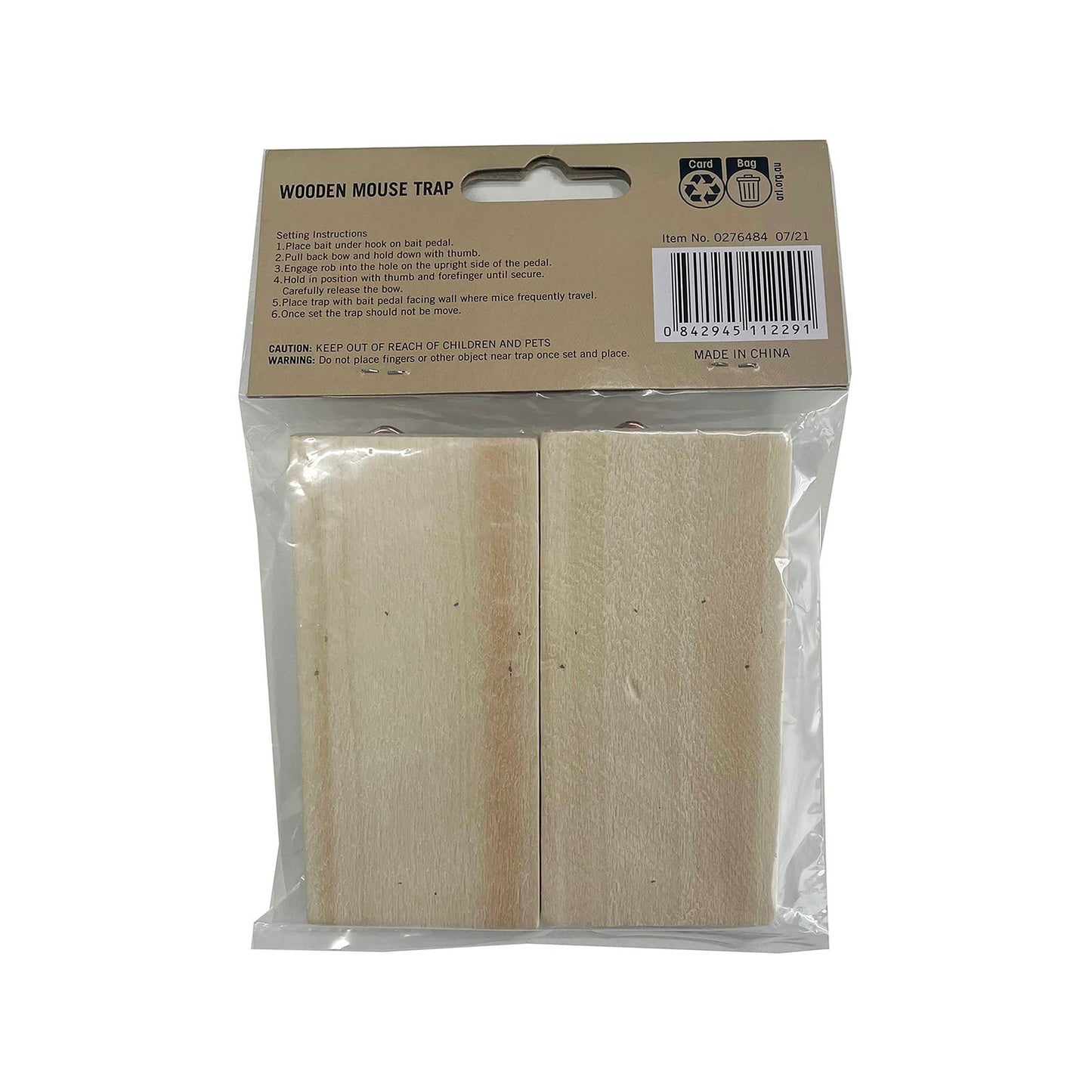 Wooden Mouse Trap - 46 x 98mm - 2 Pack