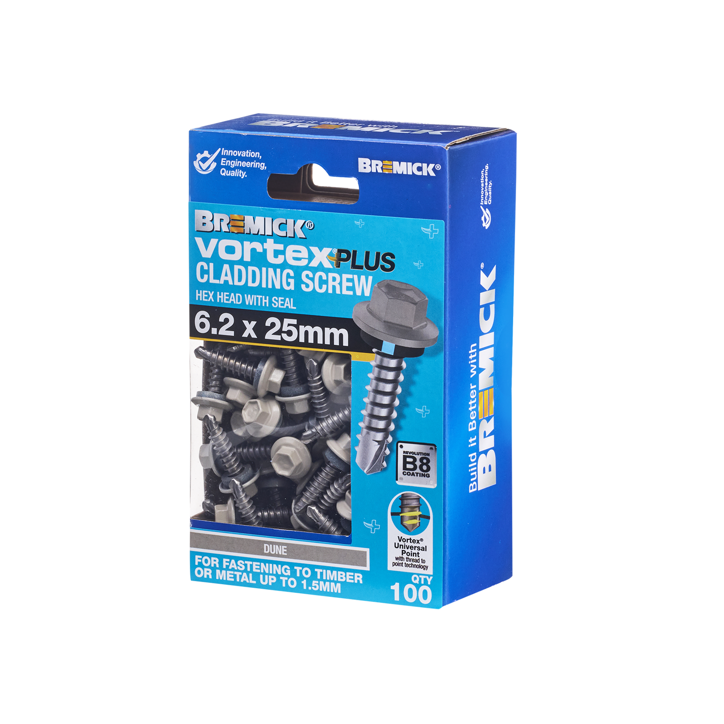 Bremick Vortex Plus Cladding Screw - 6.2 x 25mm - 100 Pack