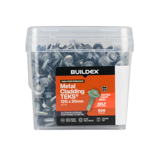 Buildex Cladding Fencing Teks Screws - 12g x 20mm - 500 Pack