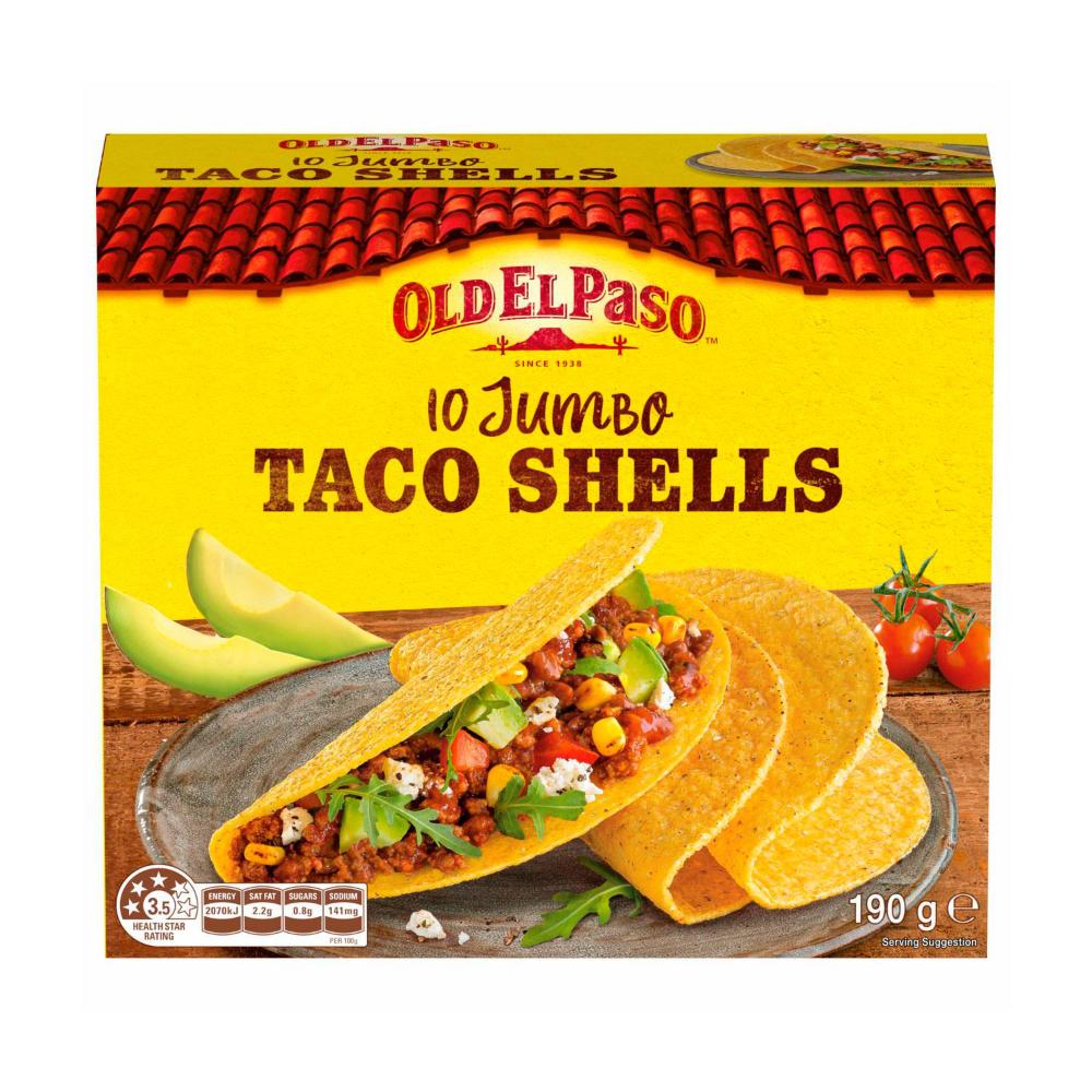 Old El Paso Jumbo Taco Shells 10 Pack - 190g
