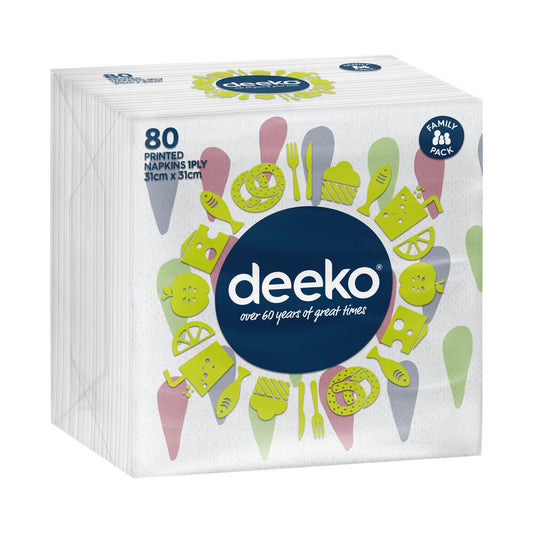 Deeko Printed Serviettes - 80 pack