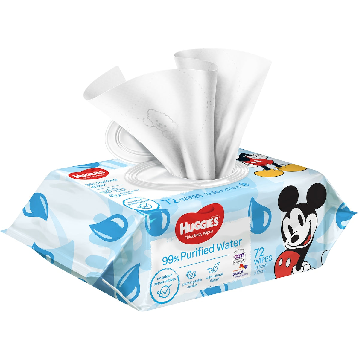 Huggies Pure 99% Purified Water Baby Wipes 72 Pack