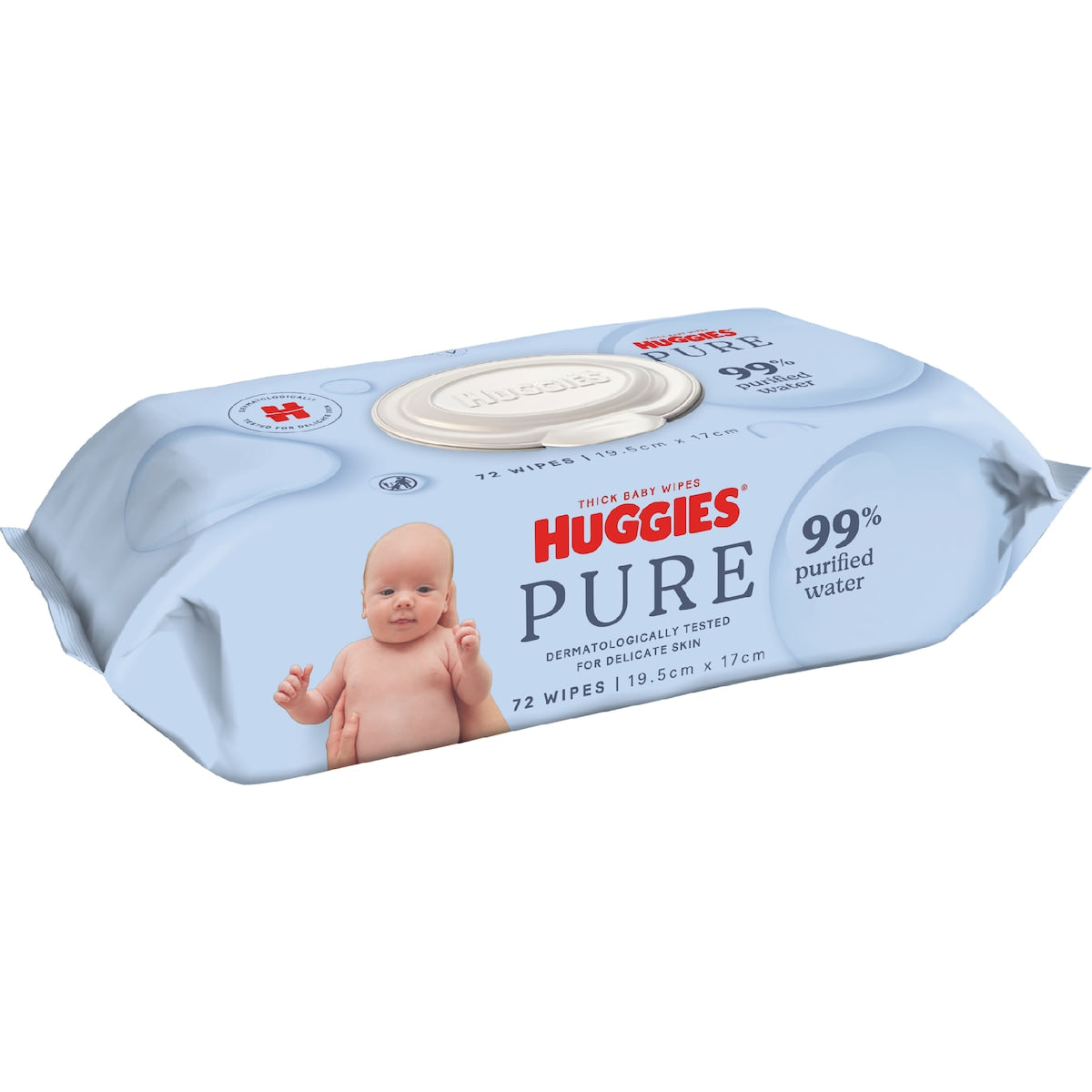 Huggies Pure 99% Purified Water Baby Wipes 72 Pack