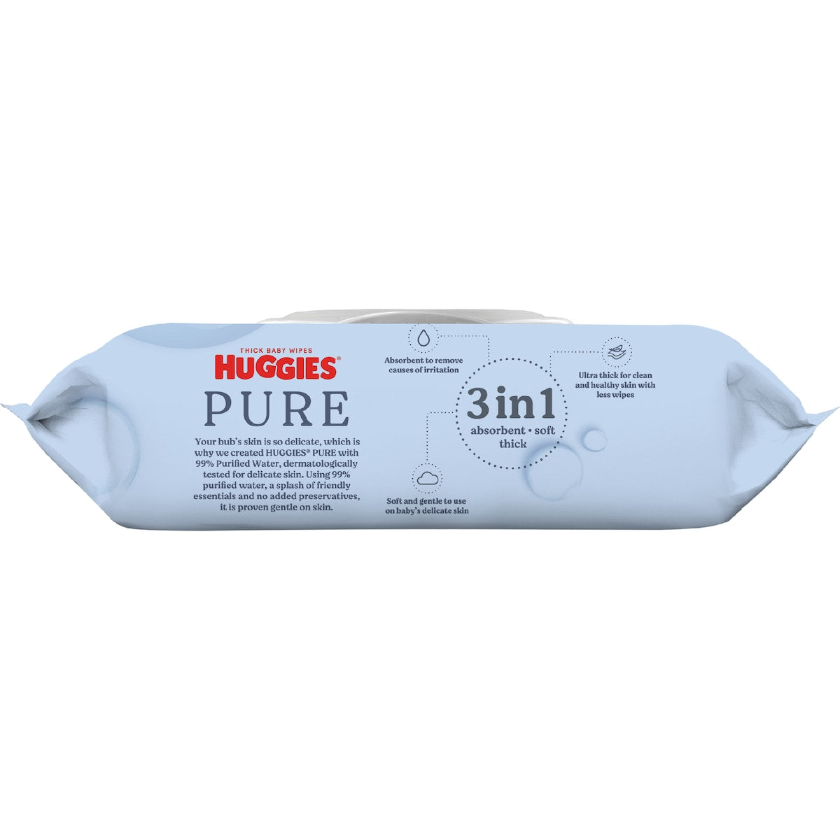Huggies Pure 99% Purified Water Baby Wipes 72 Pack