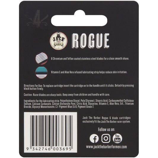 Jack The Barber Rogue 6 Blade Cartridge Refill 4 Pack