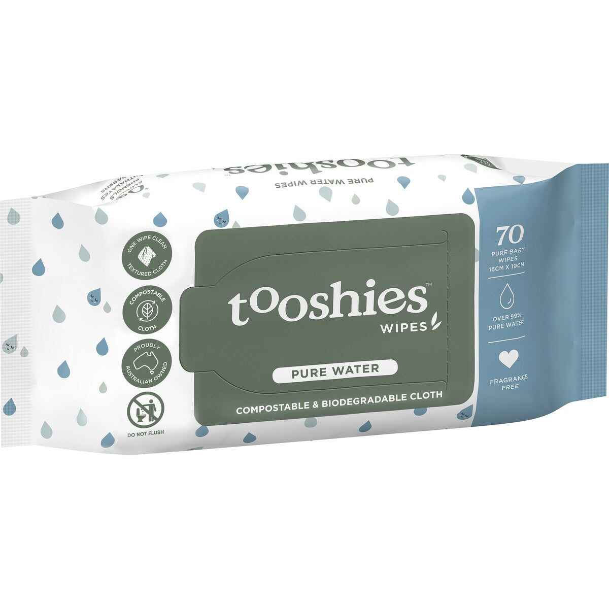 Tooshies Eco Wipes Pure Water Baby Wipes 70 Pack