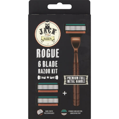 Jack The Barber 6 Blade Razor Kit With Premium Handle Each