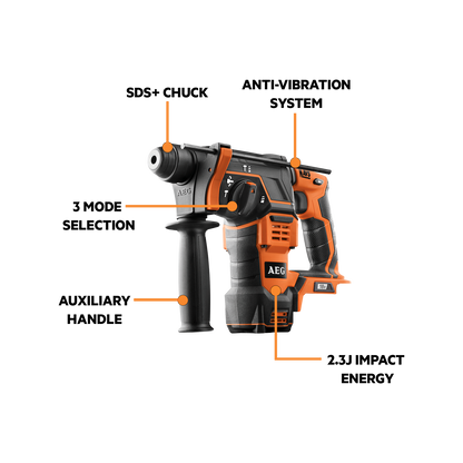 AEG SDS Rotary Hammer Drill - 18V - 24mm - Skin Only
