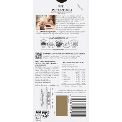 Lindt Excellence Dark Chocolate Block Orange Intense 100g