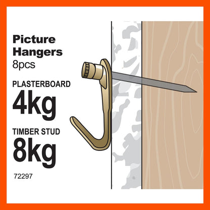 Everhang Picture Hanging - 8kg - Brass Plated - 8 Pack