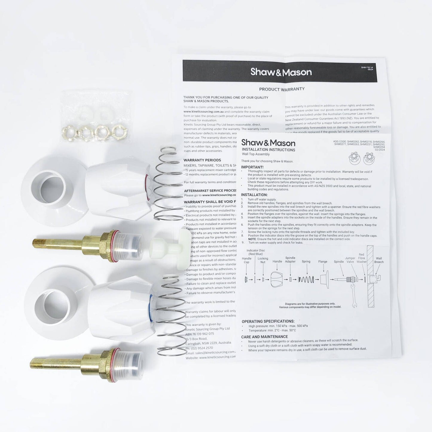 Shaw Mason White Wall Top Assembly - 65 x 65 x 108mm - Pair