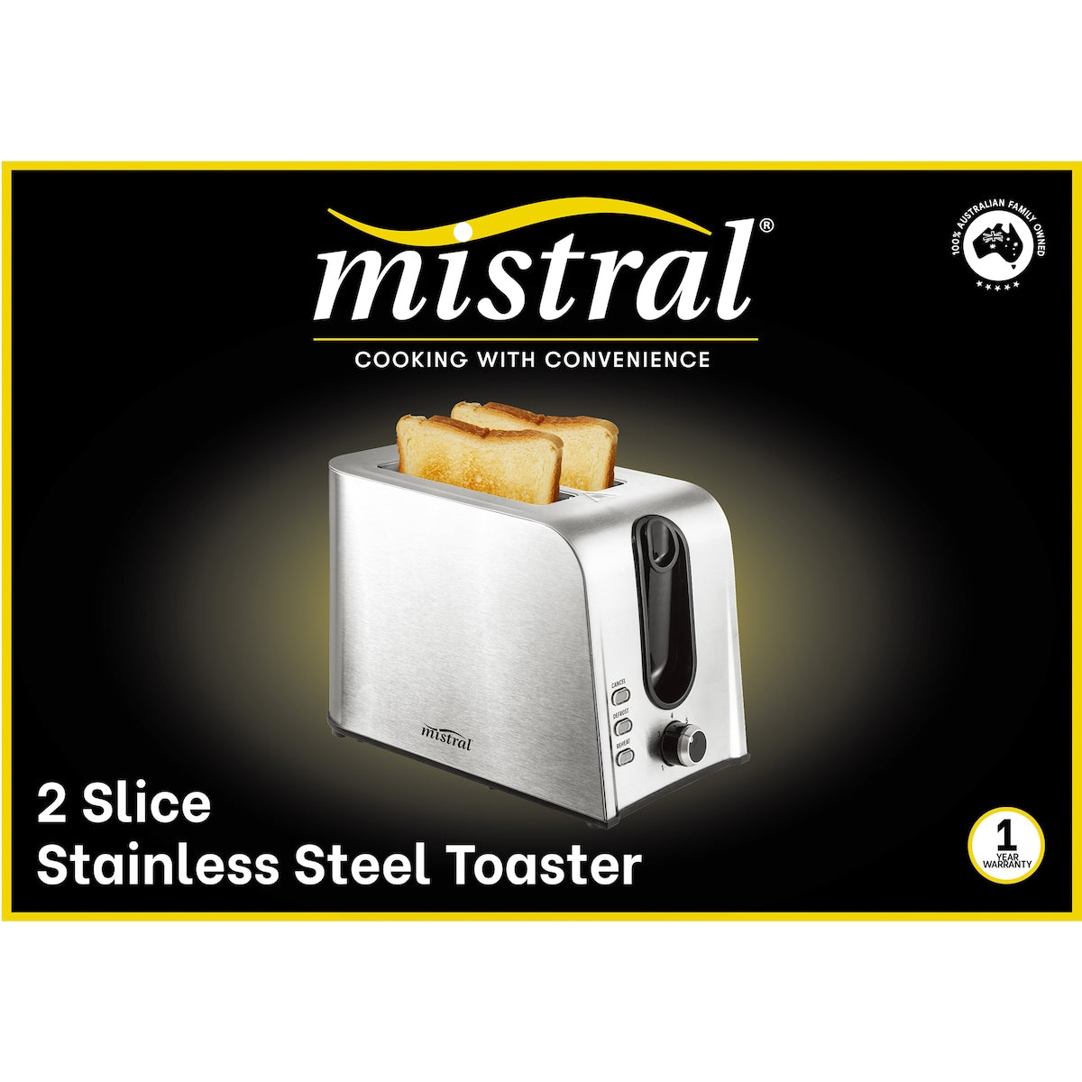 Mistral 2 Slice Stainless Steel Toaster Each