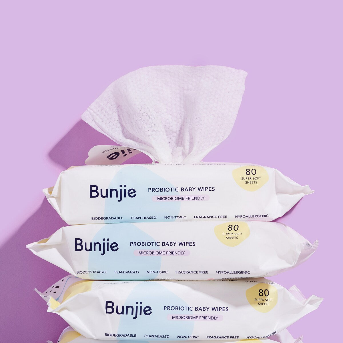 Bunjie Baby Probiotic Baby Wipes 80 Pack
