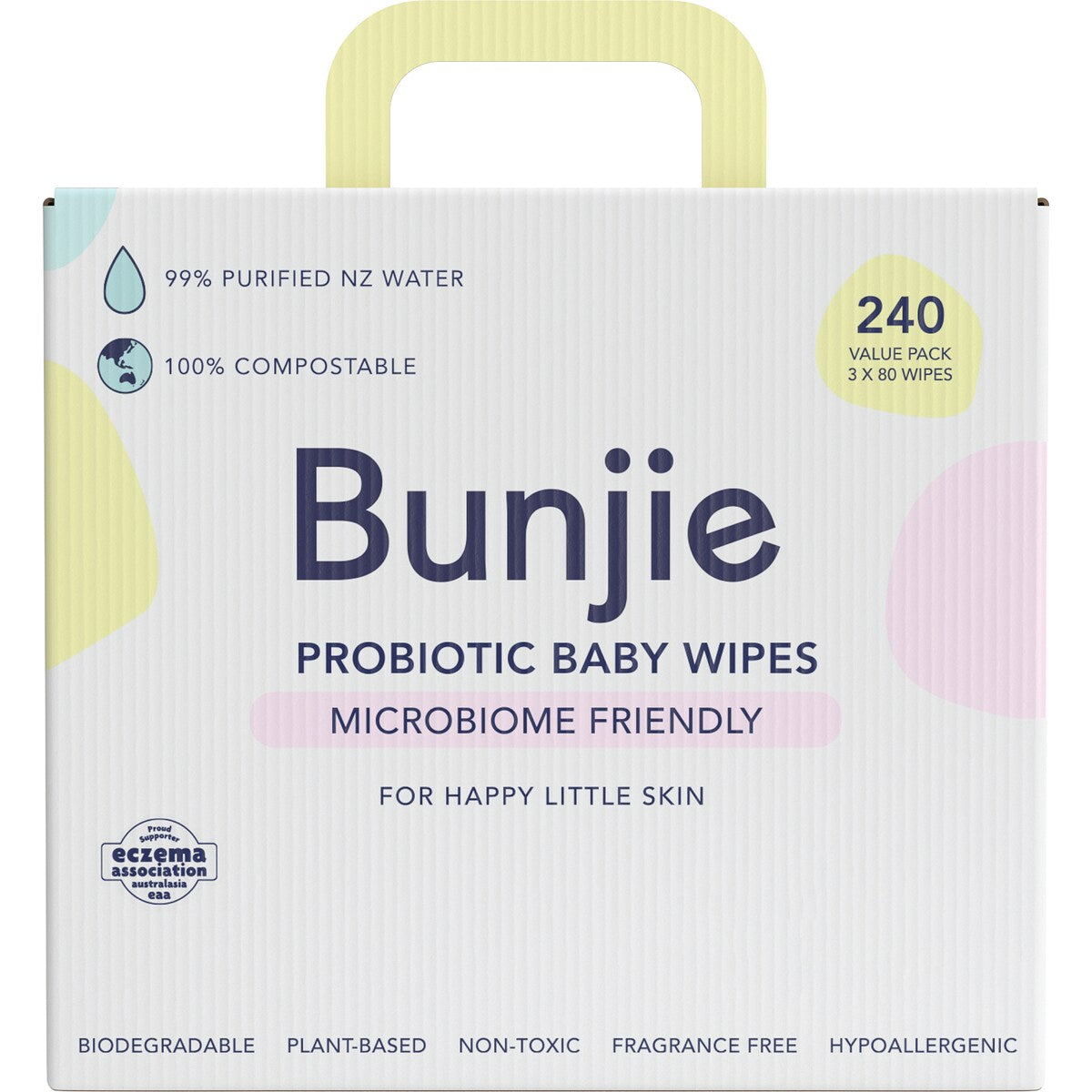 Bunjie Baby Probiotic Baby Wipes 3 X80 Pack
