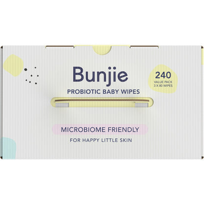 Bunjie Baby Probiotic Baby Wipes 3 X80 Pack