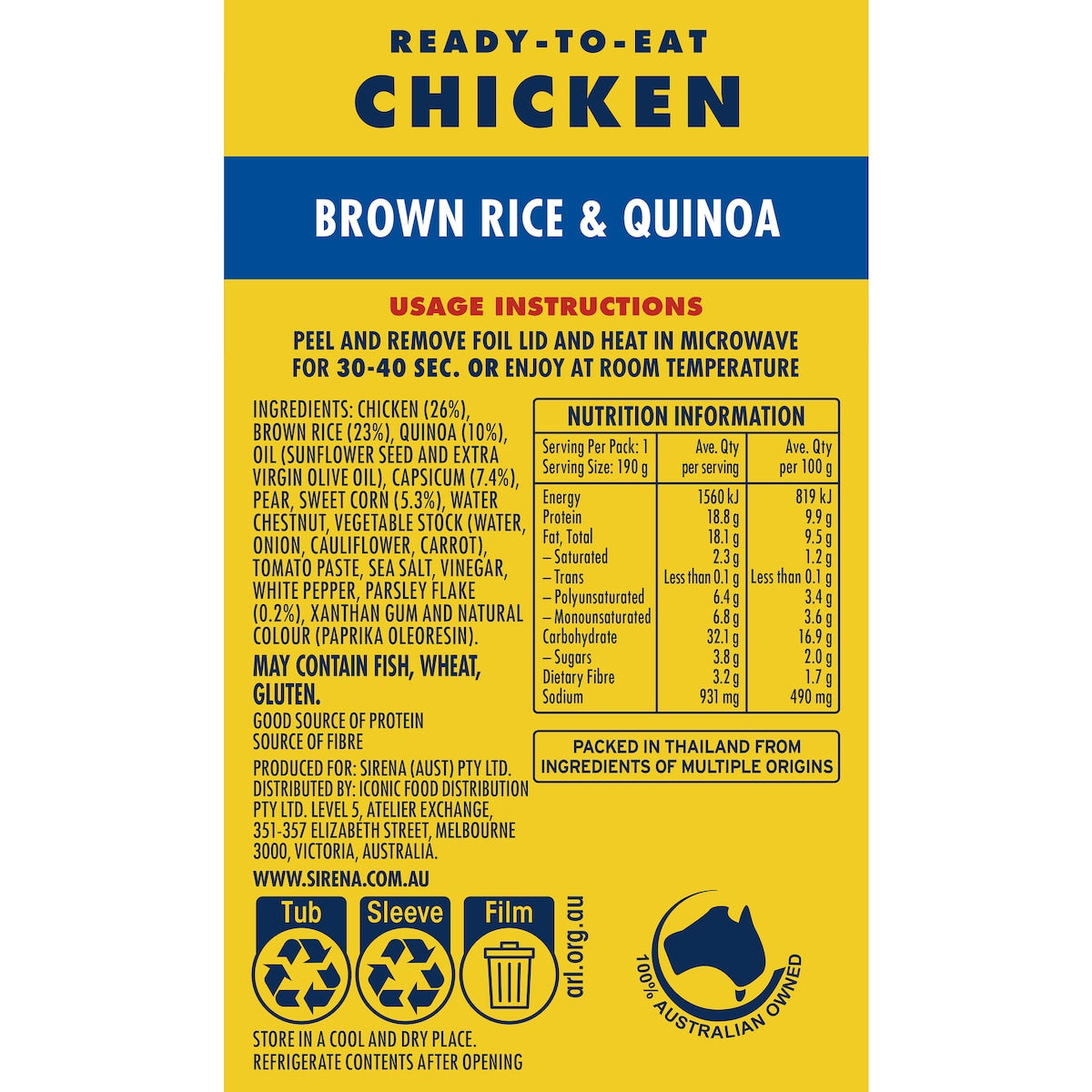 Sirena Brown Rice & Quinoa With Chicken 190g