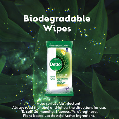 Dettol Tru Clean Antibacterial Multipurpose Wipes Citrus 90 pack